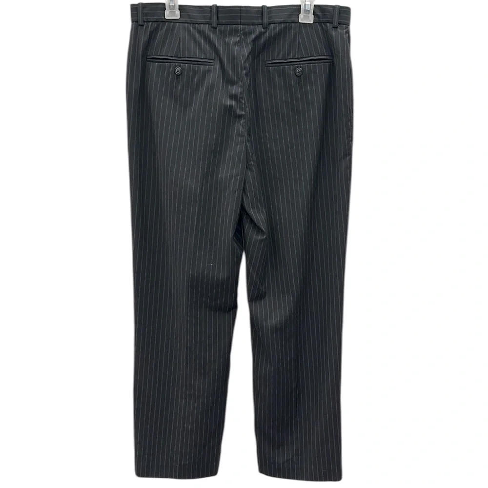 Perry Ellis Black Pinstripe 4 Pocket Flat Front Straight Dress Pants Men 33 x 30